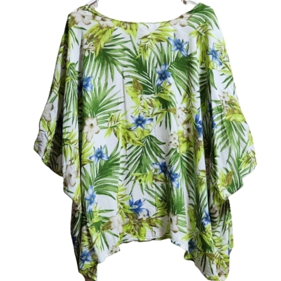 Forever21 cover-ups kimono cardigan chiffon floral print color green size medium - Picture 3 of 3